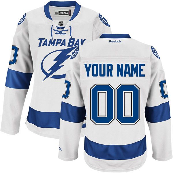 Reebok Tampa Bay Lightning Men Premier Road Custom NHL Jersey - White->customized nhl jersey->Custom Jersey
